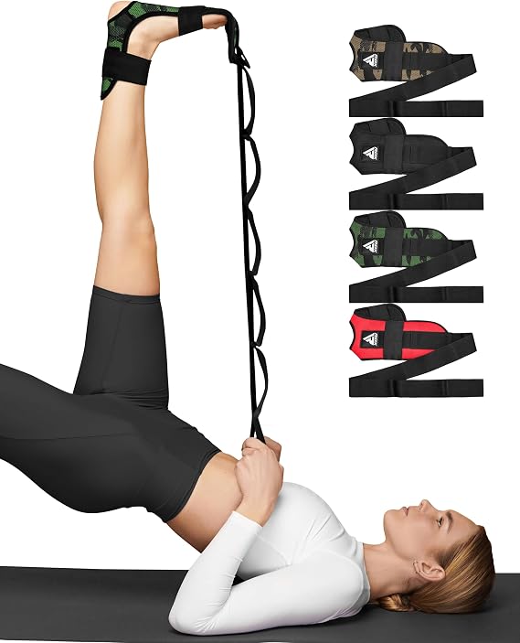 RDX Yoga Stretching Strap, Ankle Ligament Stretcher Belt with Loops Ligament Stretch Band, Fitness leg stretcher for Plantar Fasciitis, Foot Stretch Assist for Hamstring, Flexibility Exercise