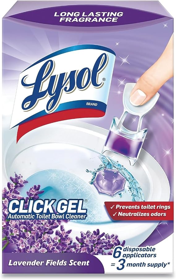 Lysol Click Gel Toilet Bowl Cleaner, Gel Stamp, Lavender, 6 Count