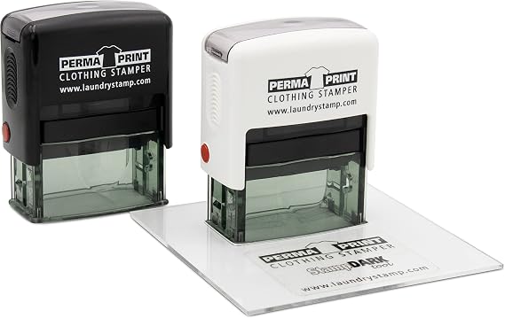 PermaPRINT Dual Clothing Stamper (1 Black Ink Stamp, 1 White Ink Stamp) Includes Free StampDARK Tool