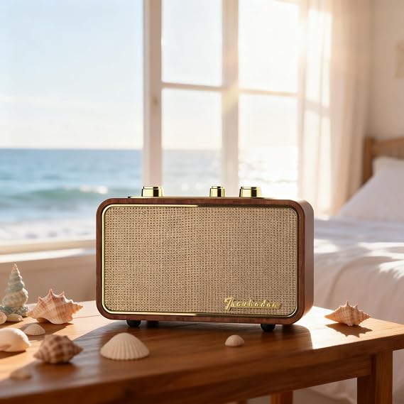 Retro Bluetooth Speaker with AM/FM Radio, Portable, Wireless