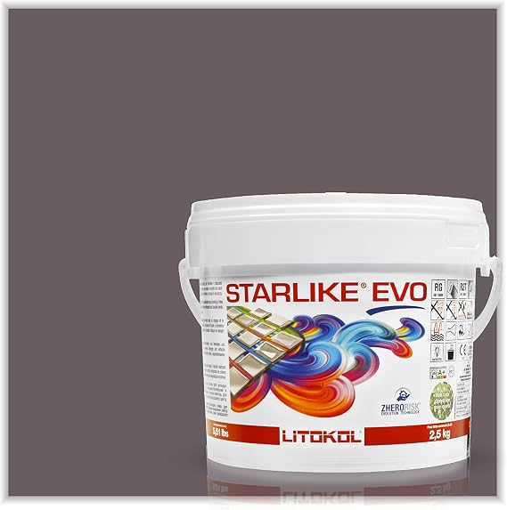 The Tile Doctor Starlike EVO - Litokol Epoxy Grout for Tile, Ideal for Home Office Decor & Bathroom Tile Color Grout Decoration - 140 Nero Grafite Classic Collection 2.5 kg - 5.5 lbs