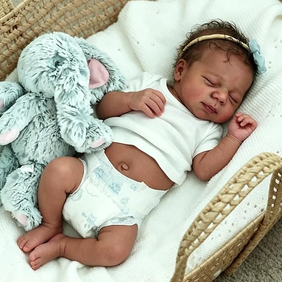Anano Black Reborn Baby Dolls Full Body 18 in Realistic Baby Doll Girl, African American Babys Biracial Newborn Babies, Black Reborn Dolls with Accessories