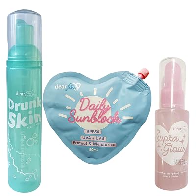 Dear Face Trio: Drunk Skin Facial Wash, Supra Glow Serum & Daily Sunblock