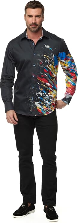 Robert Graham Mens, Knightsbridge Long Sleeve Woven Button Down Shirt, 2XLarge, Black