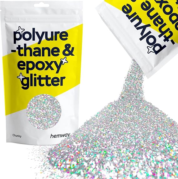 Hemway Resin Glitter Silver Holographic 100g Chunky