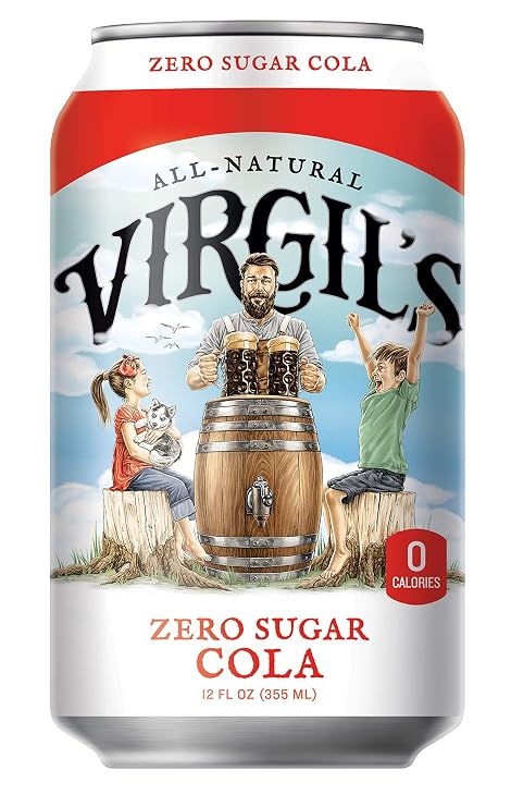 VirgilaTMs, Zero Sugar Cola, Great Tasting Zero Calorie Keto Friendly Soda (6-12oz cans)