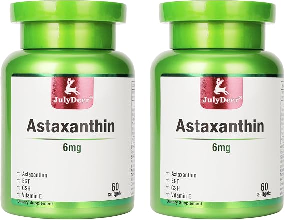 JulyDeer Astaxanthin 6mg Source Natural Haematococcus Pluvialis 2 Bottles
