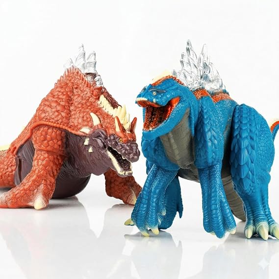 2 Pack Monster Action Figures Set Terrestris & Amphibia Creature Toys 7 Inch, Movable Joints, Detailed Kaiju Figures with Carry Bag for Kids & Collectors