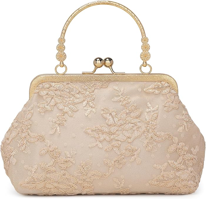 UBORSE Vintage Lace Floral Clutch Purse Evening Bag for Women