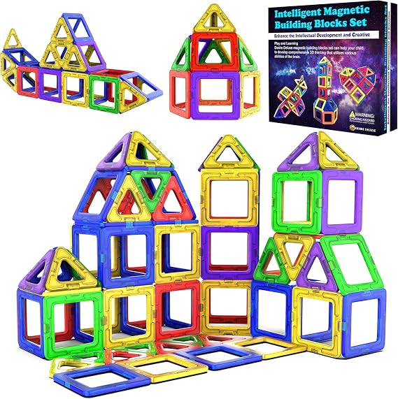 Magnetische Kachel-Bausteine Spielzeug – STEM Pädagogische Magnetblöcke für Kinder Kreatives Vorschul-Lernen Sensorik Montessori Magnetspielzeug für Jungen & Mädchen ab 3 Jahren – 40 Stück