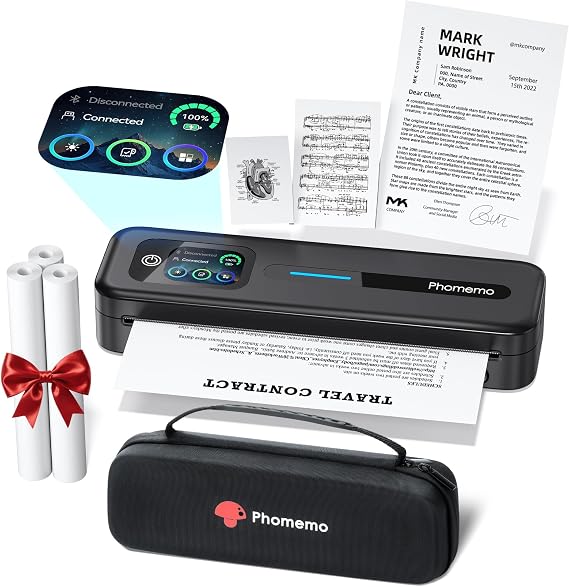 Phomemo M832D Portable Thermal Printer with Bag Set, Touchscreen, Inkless
