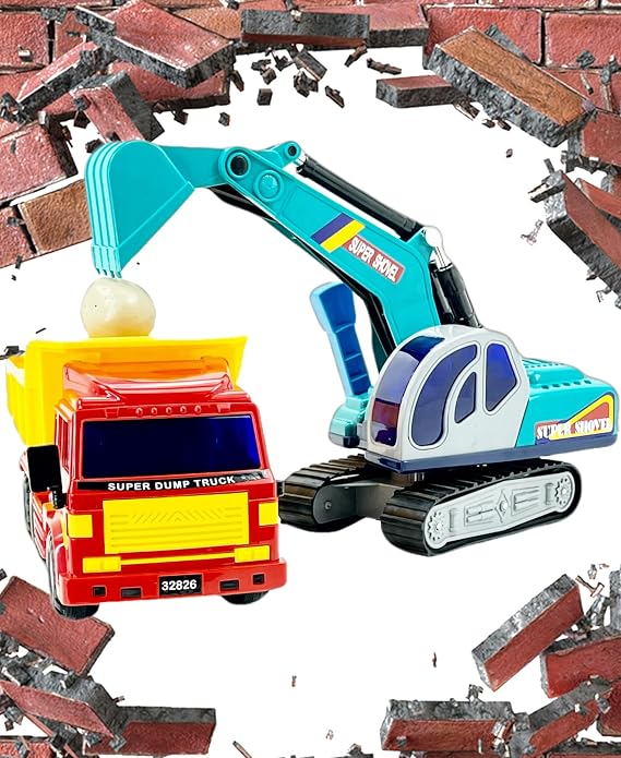 Big Daddy Full Size Medium Duty Dump Truck and Excavator Construction Toy Set