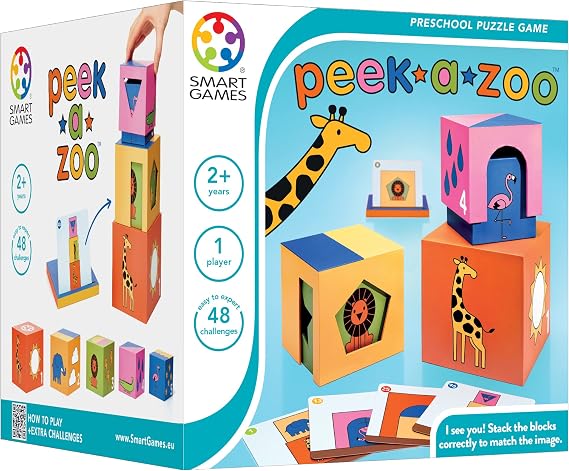 SmartGames - Peek-A-Zoo - Educational Brainstorming - Multi-Level Strategy Game and Skill Building for Pre-Schoolers - 2 Year-olds and Up - 1 Player - Multilingual - 524632.