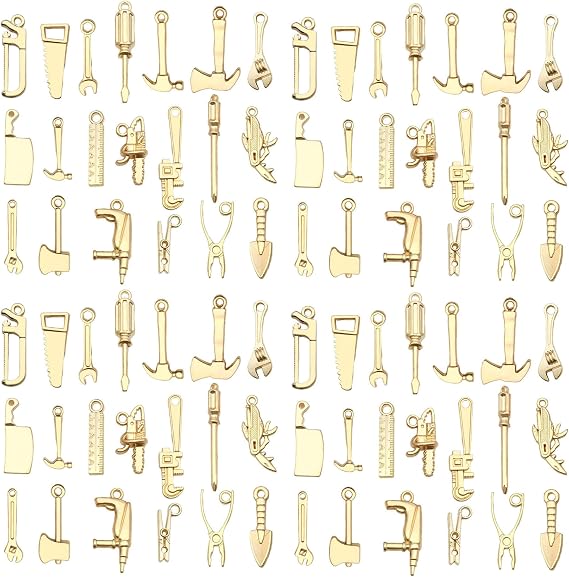 WOCRAFT 60pcs KC Gold Tools Bracelet Charms for Jewelry Making Sets DIY Necklace Bracelet Keychain Crafting Charms Kit Craft Supplies (SN902)