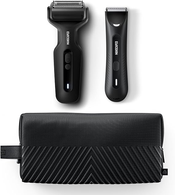 MANSCAPED The ChairmanTM Plus & The Lawn Mower 3.0 Plus - Men's Face Shaver with Two SkinSafe Blades, Three-Blade Foil & Precision Trimmer, Groin & Body Hair Trimmer with The Shed 2.0 Toiletry Bag