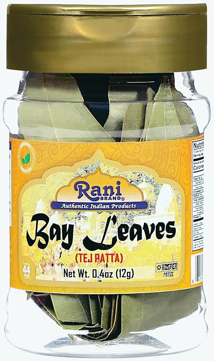 Rani Bay Leaf (Leaves) Whole Spice Hand Selected Extra Large 0.4oz (12g) PET Jar ~ All Natural | Gluten Friendly | NON-GMO | Kosher | Vegan | Indian Origin (Tej Patta)