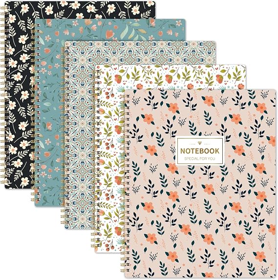 Notebook A4 - A4 Notebook Journal, Notebook with Elegant Cover, Pack of 5