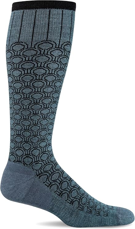 Sockwell Women's Deco Dot Moderate Graduated Compression Sock, Blue Ridge - M/L