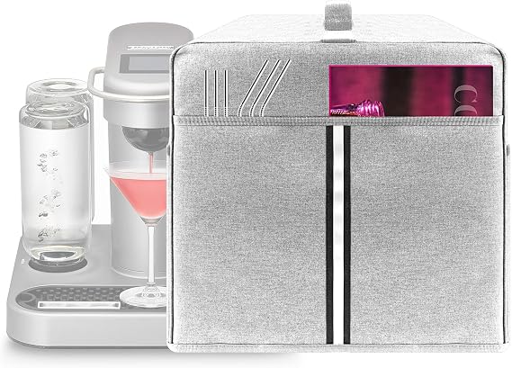 Cocktail Machine Protective Cover Compatible with Bartesian Cocktail Machine - Pockets to Store Bartesian Accessories - Bartesian Cocktail Capsules - Light Grey