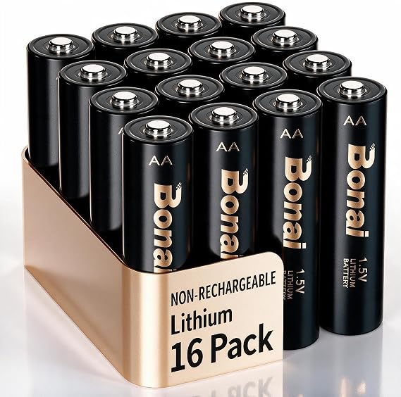 BONAI AA Lithium Batteries 16 Pack 5100mwhNon-Rechargeable