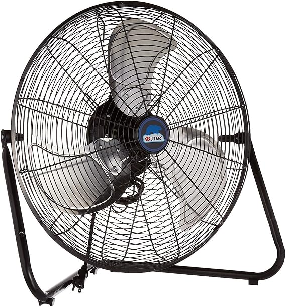 B-Air Firtana 20" High Velocity Electric Garage Floor Fan for Industrial and Home Use with 3-Speeds and Tilt Adjustable Fan Head, SAFF-20, Black