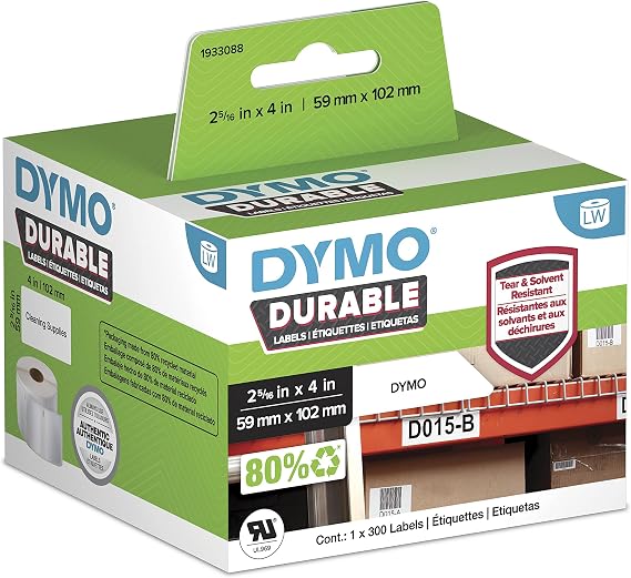 DYMO 1933081 LW Durable-Etiketten LabelWriter-baskı, beyaz polyester 59 x 102 mm