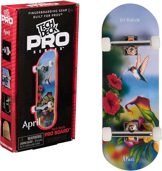 TECH DECK, April Pro Series Finger Board with Storage Display, Built for Pros; Authentic Mini Skateboards, Kids Toys for Ages 6 and up
