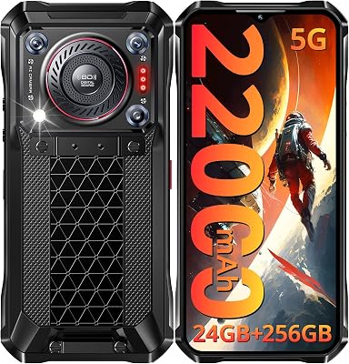 OUKITEL WP33 PRO Rugged Smartphone 5G - 22000mAh33W, 24GB256GB, 6.6 FHD Cell Phones, Triple 64MP Camera, Dual 5G SIM Android 13 Phone Unlocked, 18W OTG136dB Loudest Speaker, NFCGPSIP6869KOTG