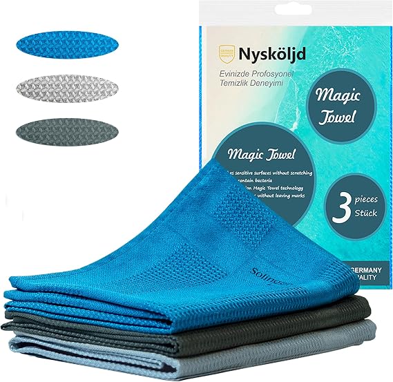 Solingen Plus Mikrofiber Bez Cam Bezi Mikrofiber Temizlik bezleri Sihirli Mikrofiber Temizlik Bezi Ev Mutfak Araba Motosiklet Pencereler 40x60 cm 3 Adet