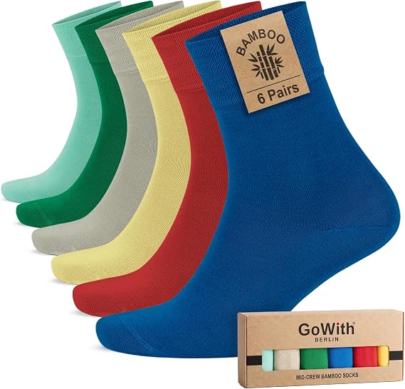 GoWith 6'lı Bambu Premium Siyah - Renkli Dikişsiz Kutulu Nefes Alabilir Klasik Erkek - Kadın Çorap 3560