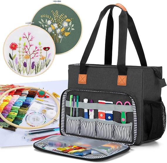 LUXJA Embroidery Project Carrying Bag, Black