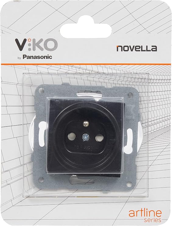 Viko Novella Siyah Ups Priz Çarpma Karşıtı Çocuk Korumalı. Mekanizma+Düğme Kapak Çabuk Bağlanti Çarpma Karşıtı Çocuk Korumalı
