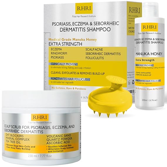Antifungal Psoriasis Shampoo, Eczema, Shampoo, Seborrheic Dermatitis | Soothes Itching, Flaking & Irritation | Repairs Scalp, Strengthens Hair, Stimulates Regrowth + Scrub