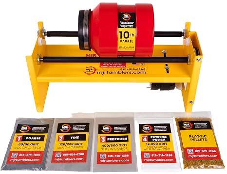 10 Large Base with Grit Kit - Commercial Duty 10lb Rock Tumbler - Multi-Barrel - 10 Pound Tumbler - Large Base - Unmatched Quality and Durability - Disabled and US Veteran Owned USA