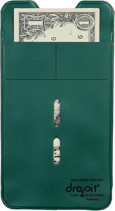 UBICON Reusable Vinyl Safe Deposit Envelope, Green, 10 Pack