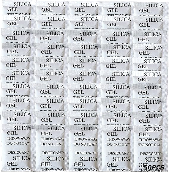 50PCS 5Gram Silica Gel Packets, Premium Moisture Absorbers, Desiccant Packs