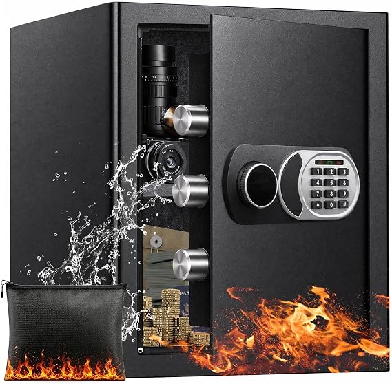 50L Office Safe, Fireproof Waterproof, Keypad + Keys, LED