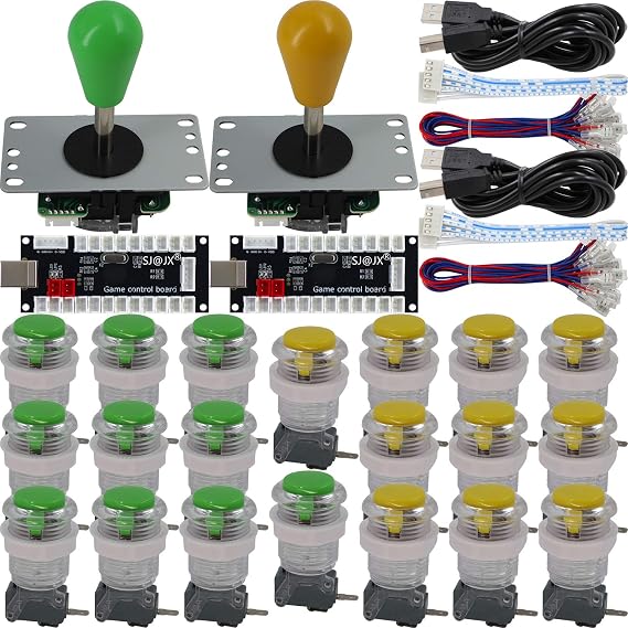SJ@JX Arcade Game 2 Player Controller DIY Kit Microswitch Button 4&8 Way Joystick Zero Delay USB Encoder Fighting Stick Handles Console for PC MAME Raspberry Pi Retropie