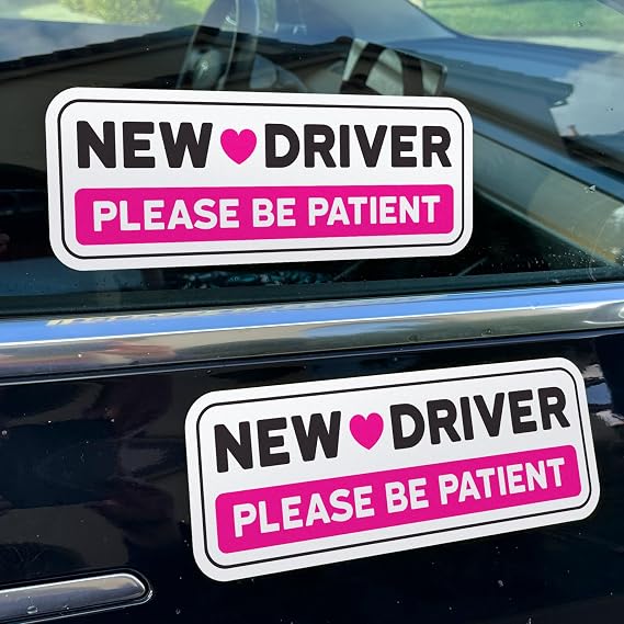 Stickios Pink New Driver Stickers for Cars & Windows (Non-Magnetic)