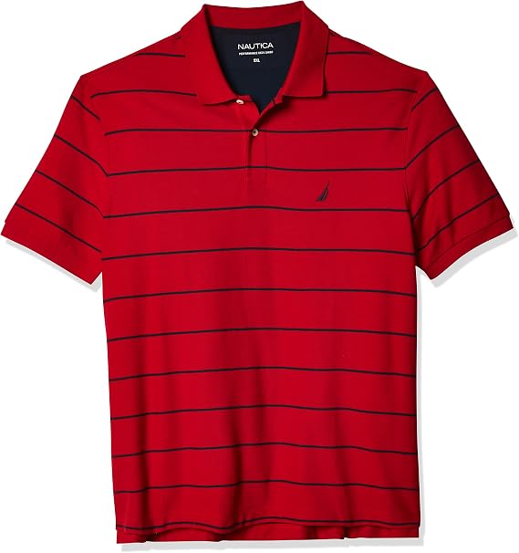 Nautica Mens Classic Short Sleeve Striped Polo Shirt