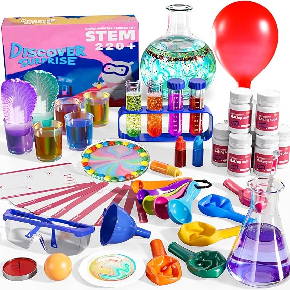Science Kit with 220+ Science Lab Experiments, DIY STEM Educational Learning Scientific Tools for 3 4 5 6 7 8 9 10 11 Years Old Boys Girls Kids Toys