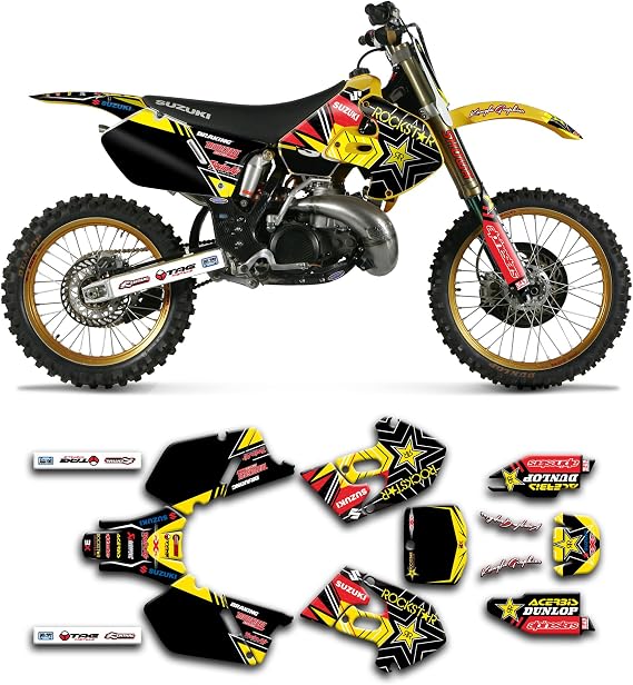 Custom Decal Kit for Suzuki RM125 1999 2000, Black White Yellow