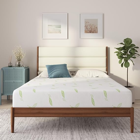 NapQueen Anula, Twin 8'' Green Tea Memory Foam Mattress, Bed in a Box