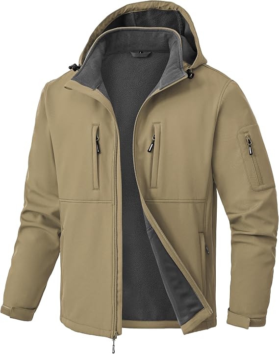 Zoofly Men's Waterproof Fleece Lined Softshell Jackets