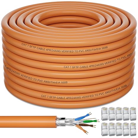 Ethernet Cable 60m High Speed, Cat 7 Internet Cable 60meters Shielded