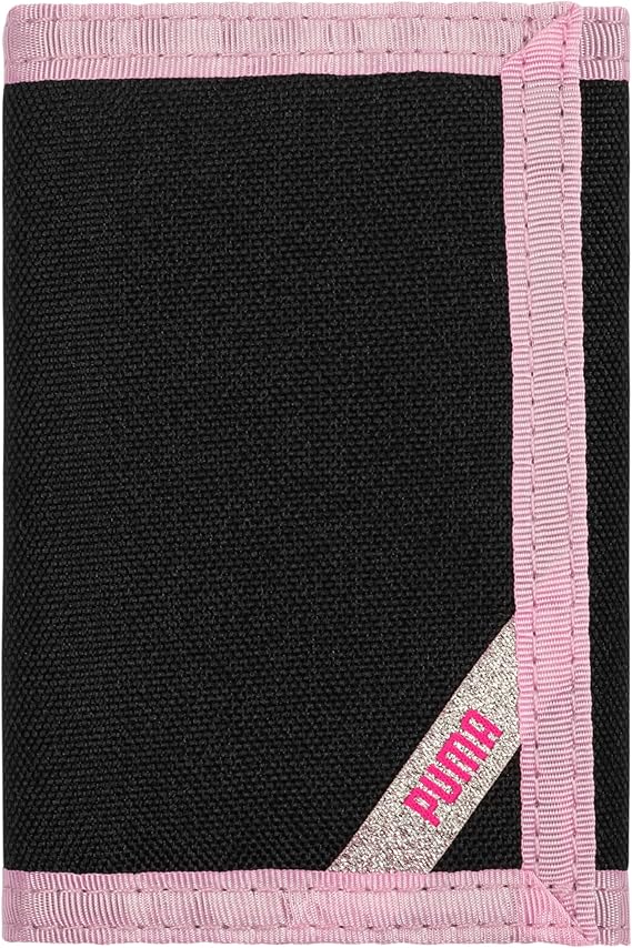 PUMA Kids' Rise Trifold Wallet, Black/Pink, One Size