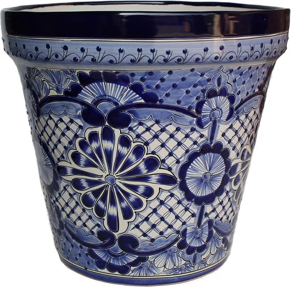 Indoors/Outdoors Medium-Sized Cocucho Mexican Colors Talavera Ceramic Garden Pot