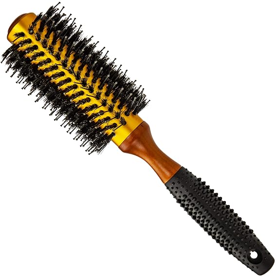 Professional Anti-Static Roller Hair Brush - Boar Bristle, Thermal Ceramic Barrel for Styling and Blow Drying - 14 Rows, For Medium to Long Hair - By Cantor