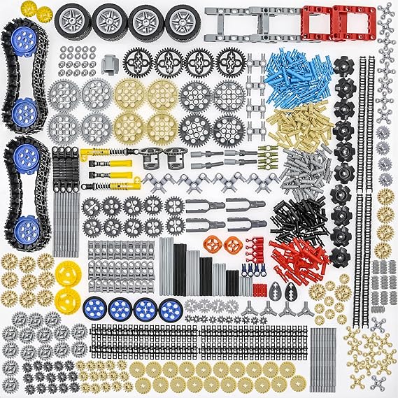 Technic-Parts Gears-Axles-Sets 852 Pcs Connectors-Wheels-Pins-Beams Universal-Joints-Chain-Tracks-Tires-Shock-Absorbers Compatible with Major Brand Building Block Cars and Motors