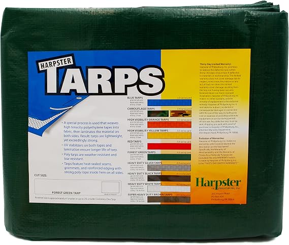 6 Ft. X 8 Ft. Medium Duty 4.5 Oz. Forest Green Tarp - 9 Mil Thick